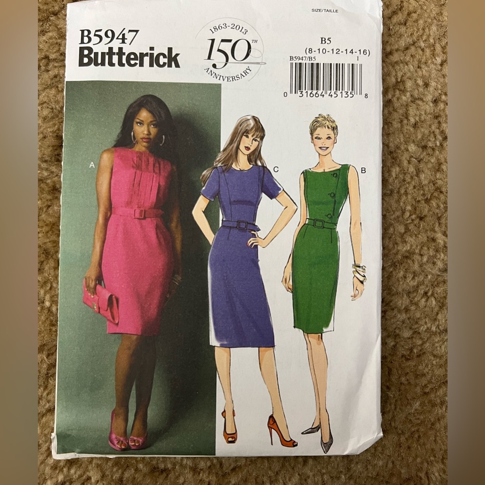 Butterick Sewing Pattern B5947 Dress and Belt